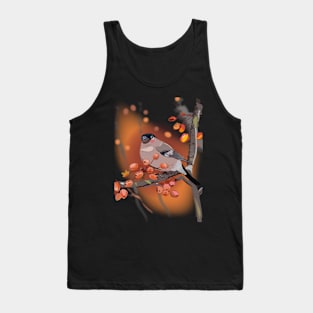 Cute Eurasian Bullfinch Bird with berries Tank Top